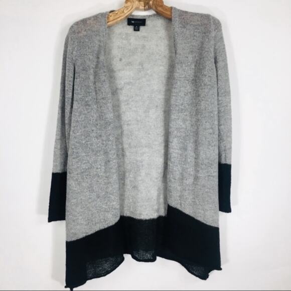 AB Studio Grey Black Cardigan Sweater Sz Small - Picture 5 of 8